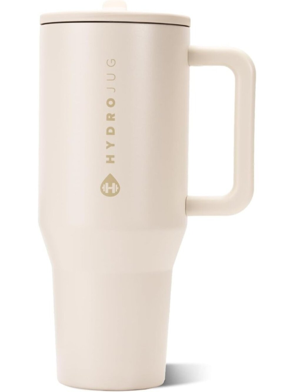 Insulated 40oz Tumbler with Handle & Straw - Travel-Friendly Cream Color